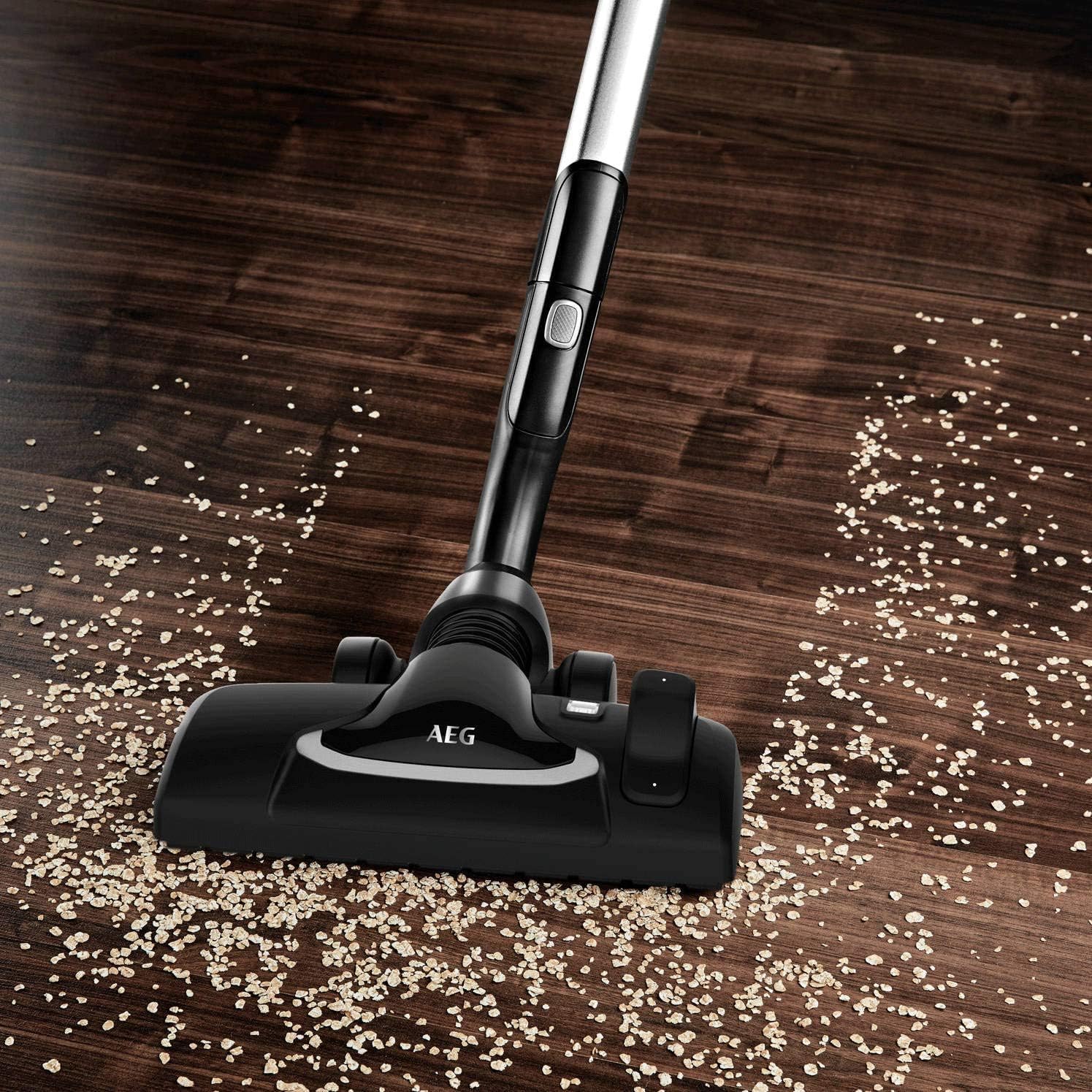 AEG Vacuum Cleaner with Bag, VX9-2-ÖKO, High Filtration, 70% Plastic, Washable Allergy Plus Filter, 3-in-1 Multifunction Crevice Tool, 12 m Range, Suction Control, 66 dB, Black