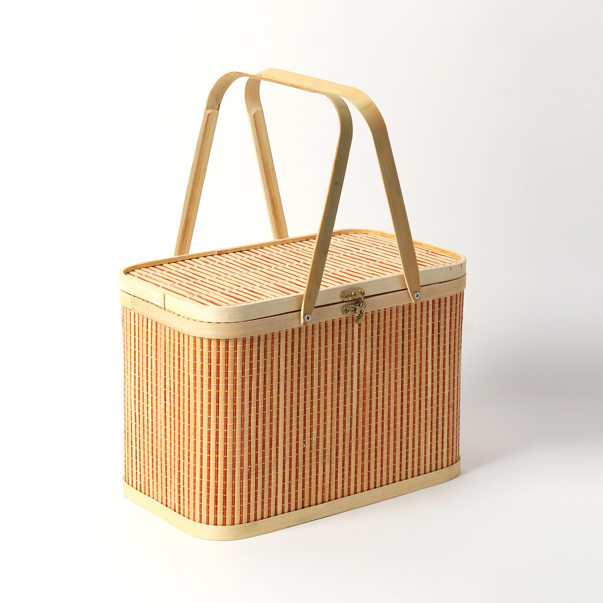 Handcrafted Bamboo Picnic Basket - Perfect for Outdoor Dining -3