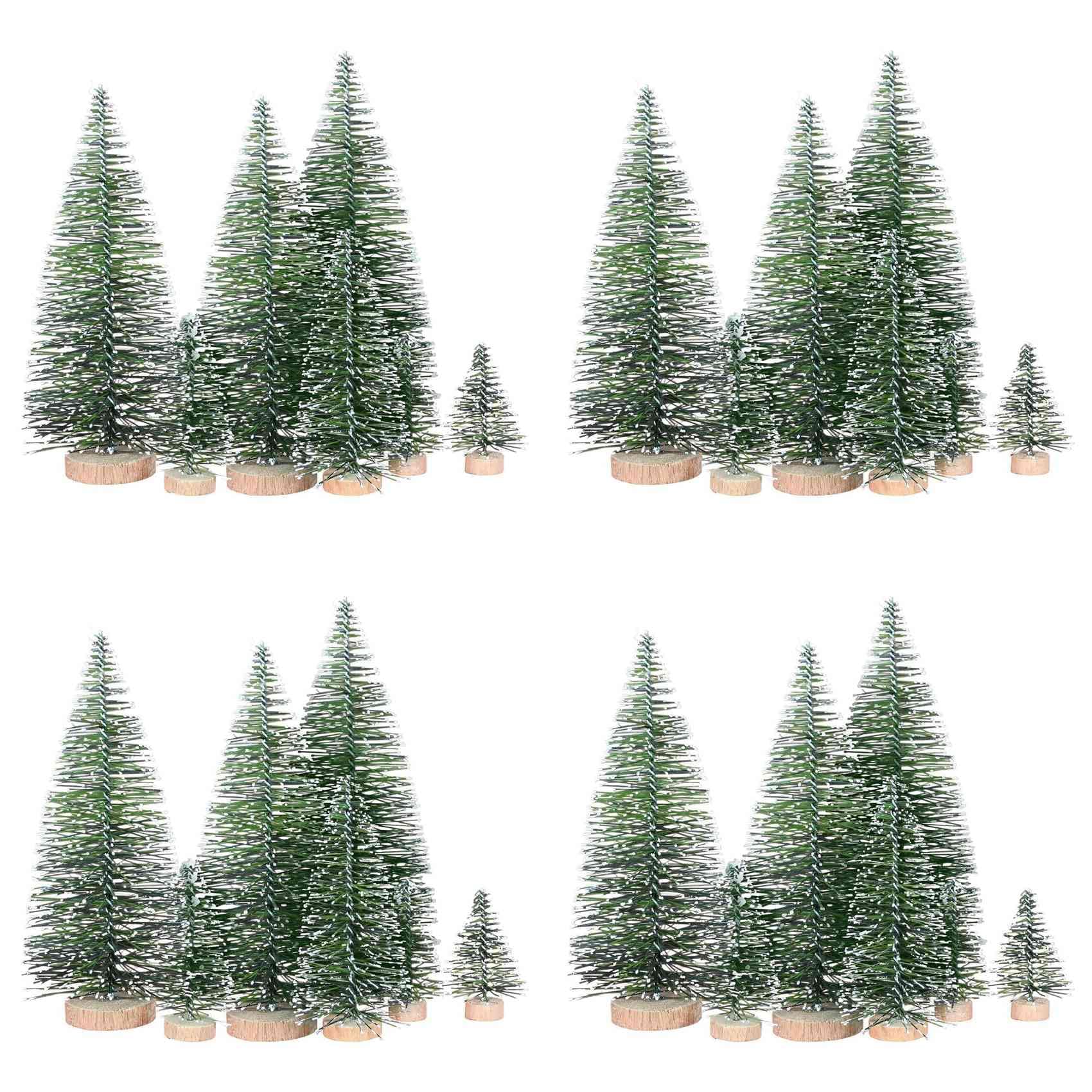 Hndhbfgrt 100PCS Miniature Artificial Christmas Trees 5 Sizes,with Wooden Base for Decoration DIY Party Decoration Crafts