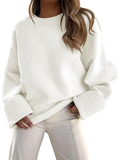 ANRABESS Women's Oversized Sweaters 2025 Long Sleeve Fuzzy Knit Casual Chunky Pullover Sweater Fall Outfits Clothes