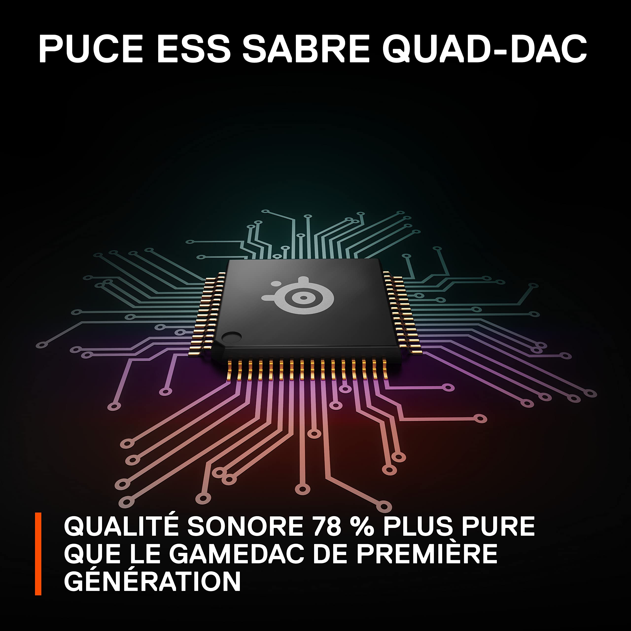 SteelSeries GameDAC Gen 2 Amplificateur Audio Hi-Res - ESS Sabre Quad-DAC - Élimination du Bruit par l’IA - Son Spatial 360° - Certifié Hi-Res - PC, PS5, PS4