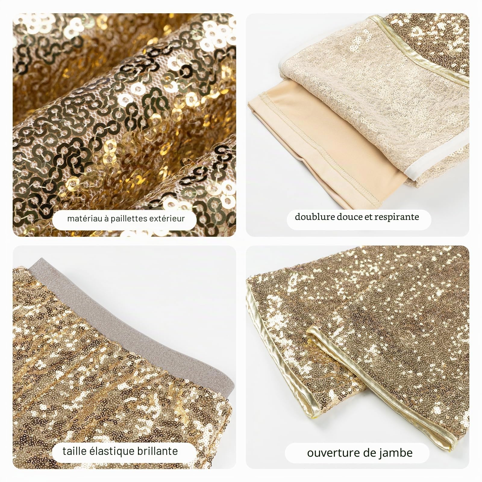 LOLANTA Pantalon à Paillettes pour Fille, Pantalon évasé Disco Scintillant, Tenue de soirée, de Danse Hip-hop