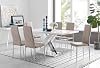 Atlanta Rectangle Chrome Metal Modern Stylish High Gloss White 6 Seater Dining Table and 6 Stylish Modern Milan Dining Chairs Set Dining Table 6 Cappuccino Grey Milan Chairs