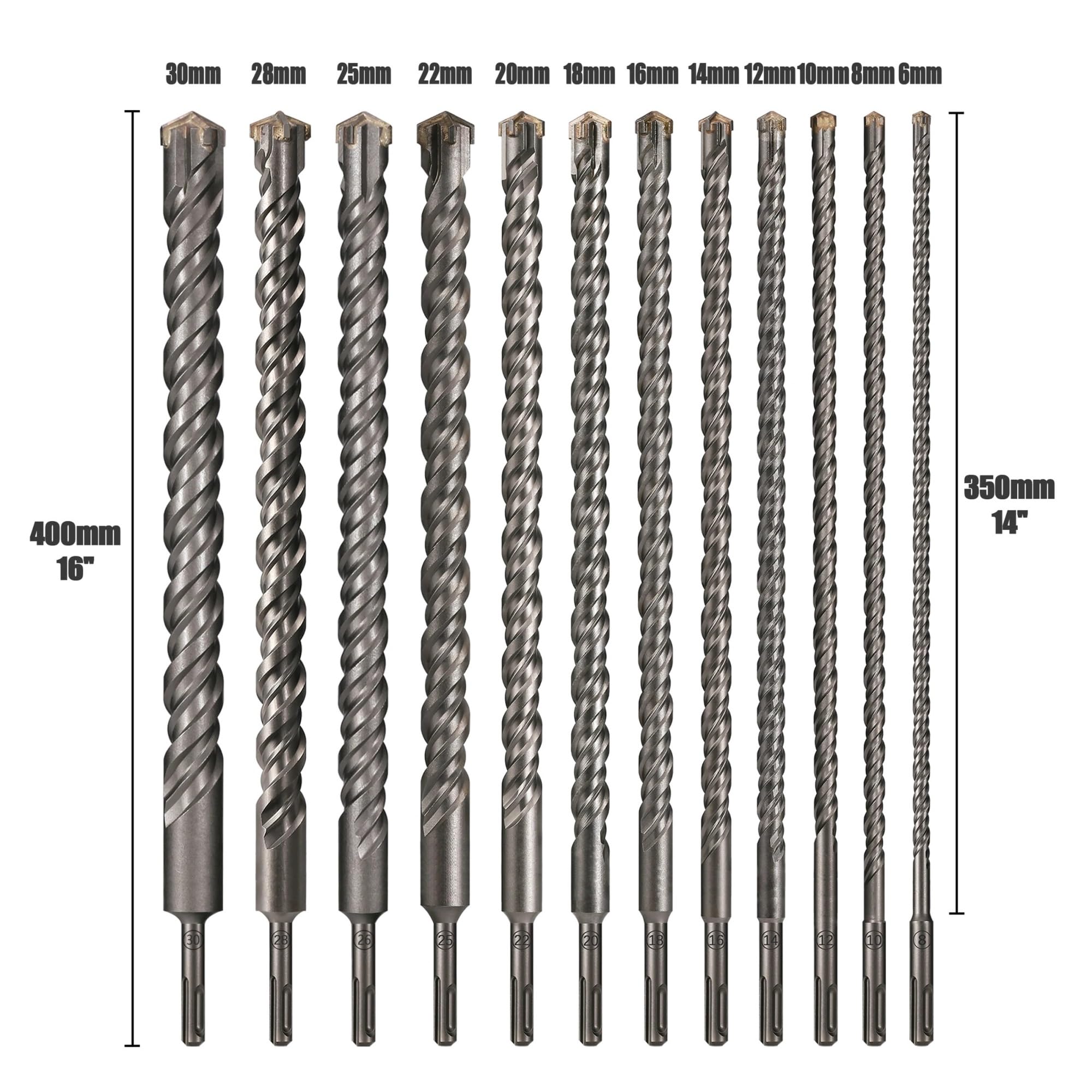 1 szt. 8-30 mm SDS Plus Bit do betonu, głowica tnąca krzyżowa, podwójny młotek świdrowy, 400 mm, cegła ścienna, elektryczny młot murarski(400mmX30mm)