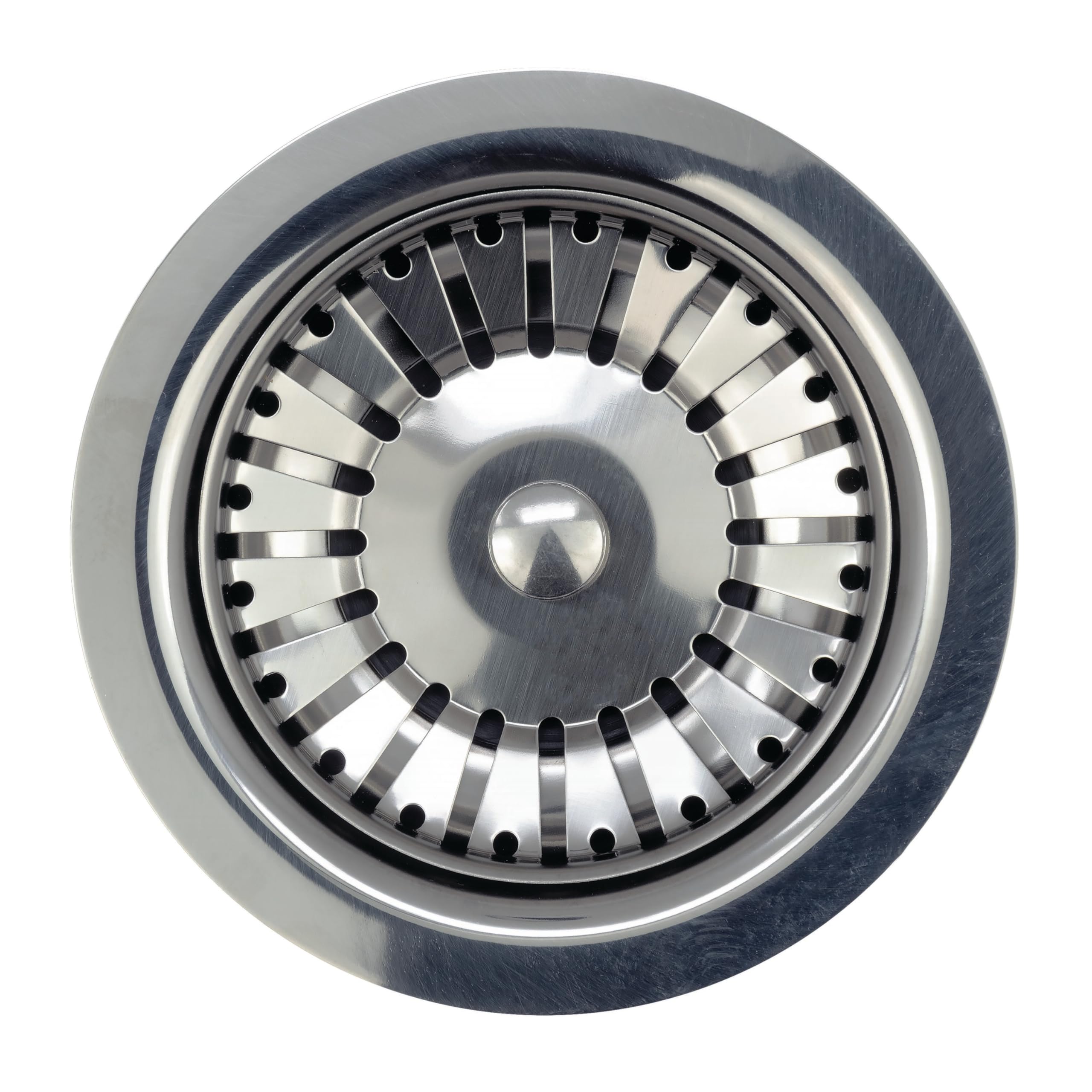 Wirquin 30723117 Bonde pour évier ø90 1 bac, plastique et métal, avec trop-plein exterieur, chromé, Blanc