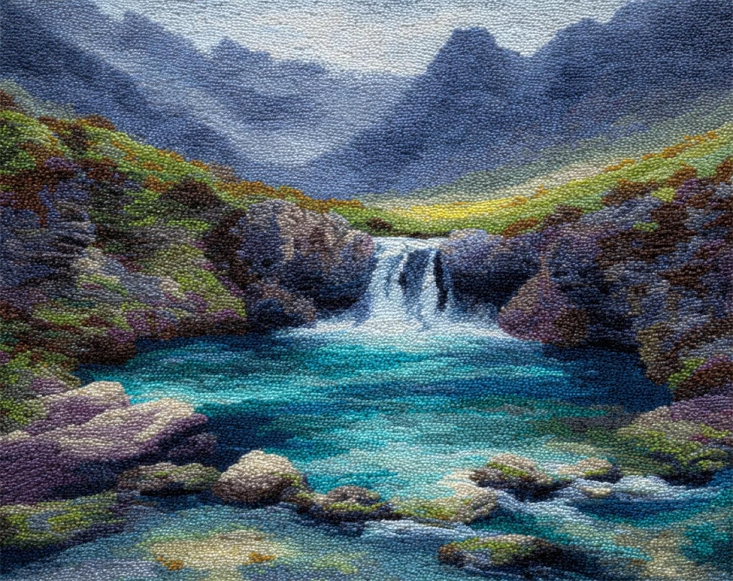 Henypt DIY Latch Hook Rug Kit Seaside Cliffs 90x120cm