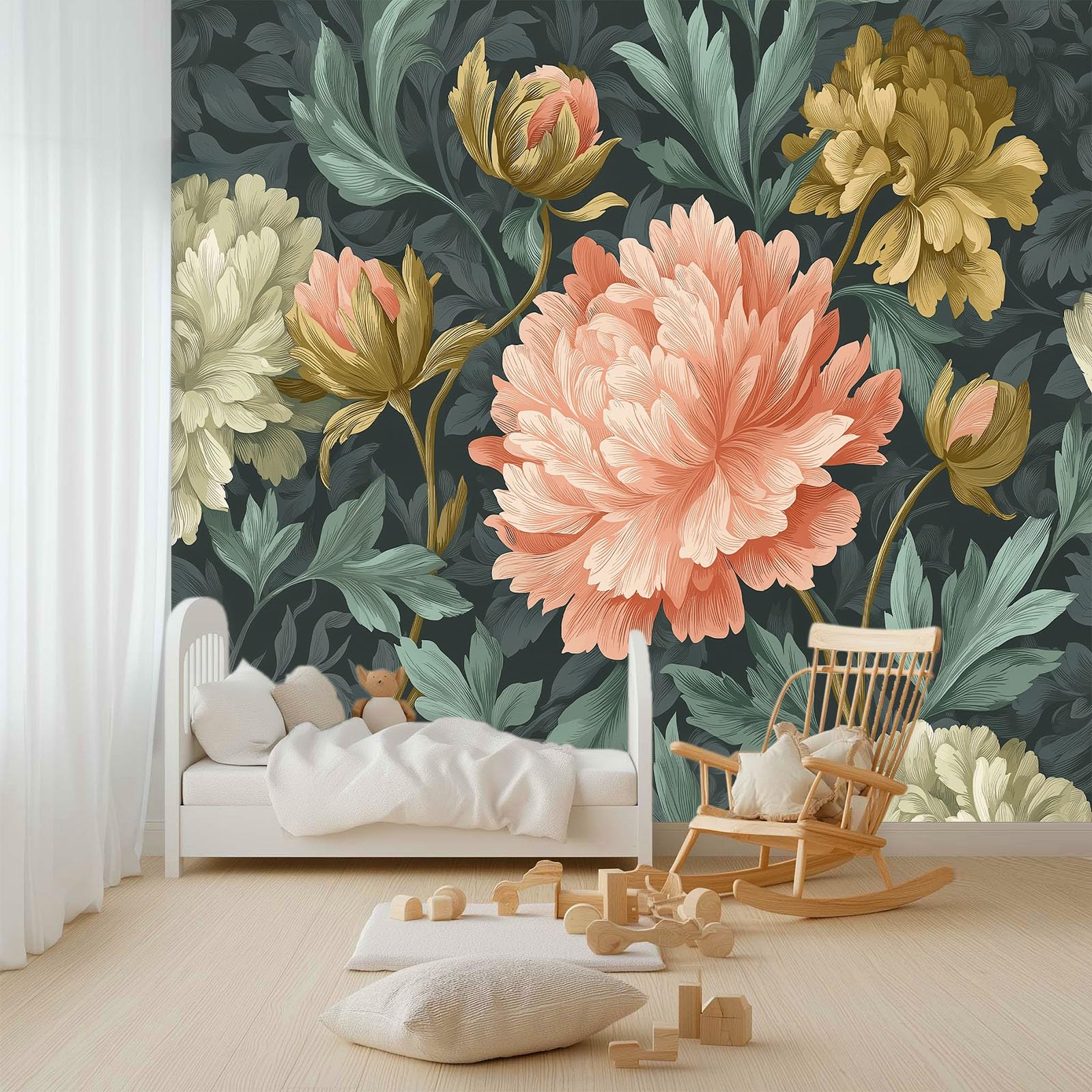 Mural ścienny tapeta vintage William Morris kwiatowa dekoracja ścienna do salonu sypialni, ciemnoszara włóknina mural do pokoju dziecięcego biura papier fotograficzny plakat 350 x 256 cm