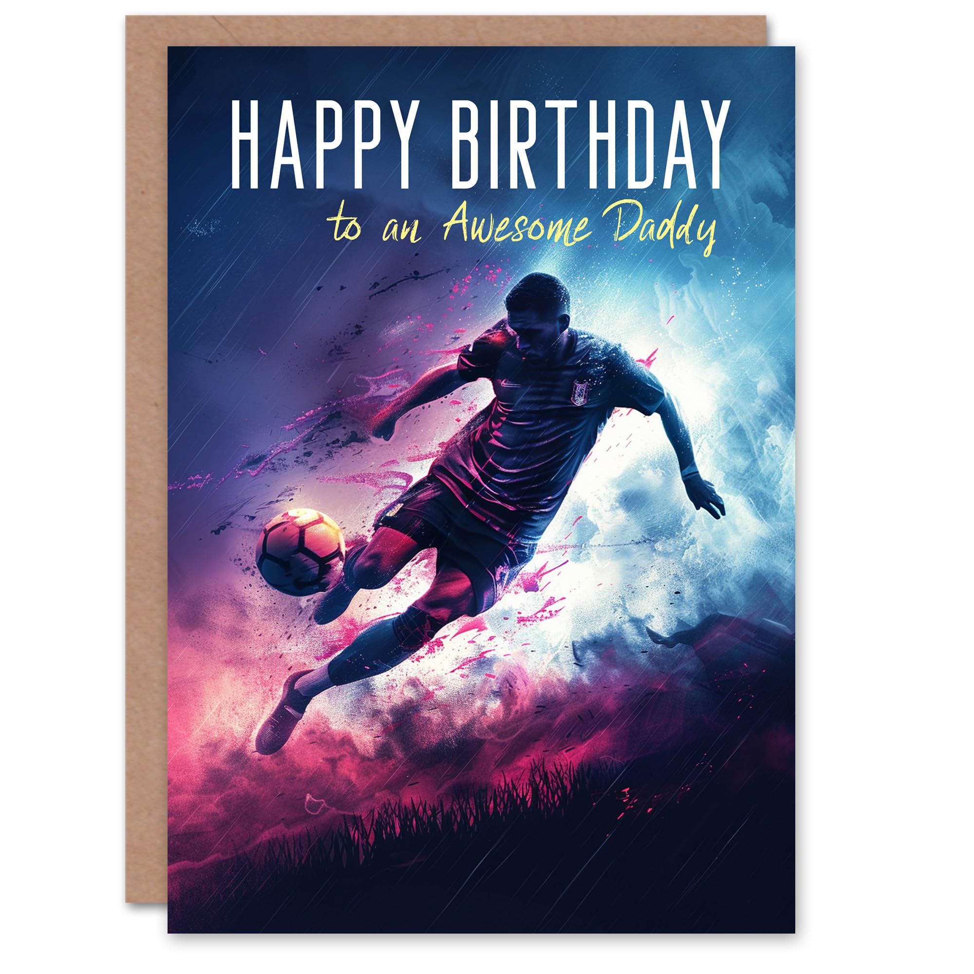 Artery8 Happy Birthday Card to an Awesome Daddy Football Lover Sport Footy Striker Soccer Goal