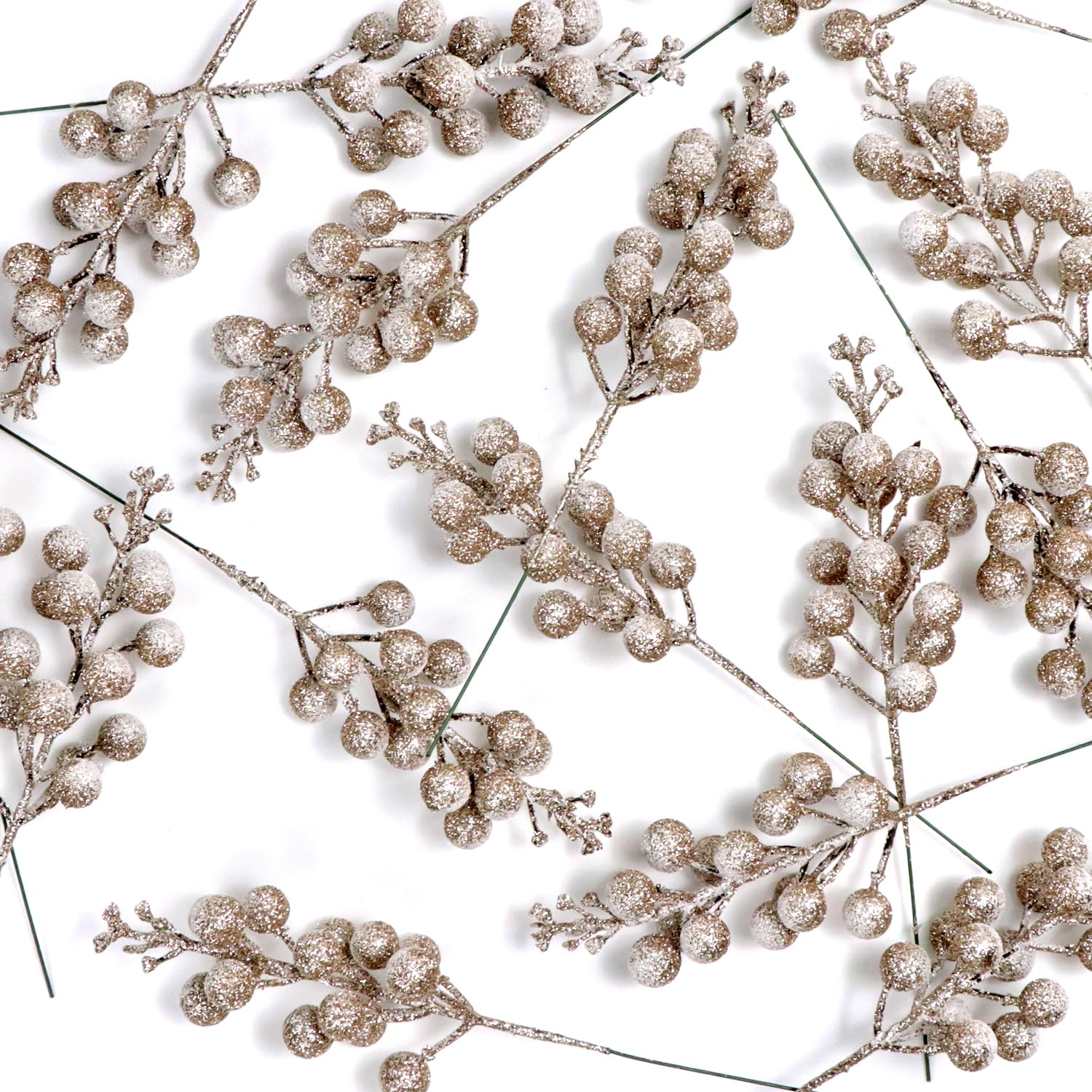 Bacche Natalizie Glitterate Innevate - 12 Steli Per Decorazioni Albero E Ghirlande - Foto 6