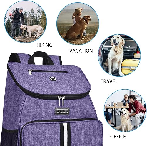 Miniatura 6 de BAGLHER Bolsa de viaje para perros, mochila de suministros para mascotas aprobada por aerolíneas, mochila de viaje para perros con 2 cuencos