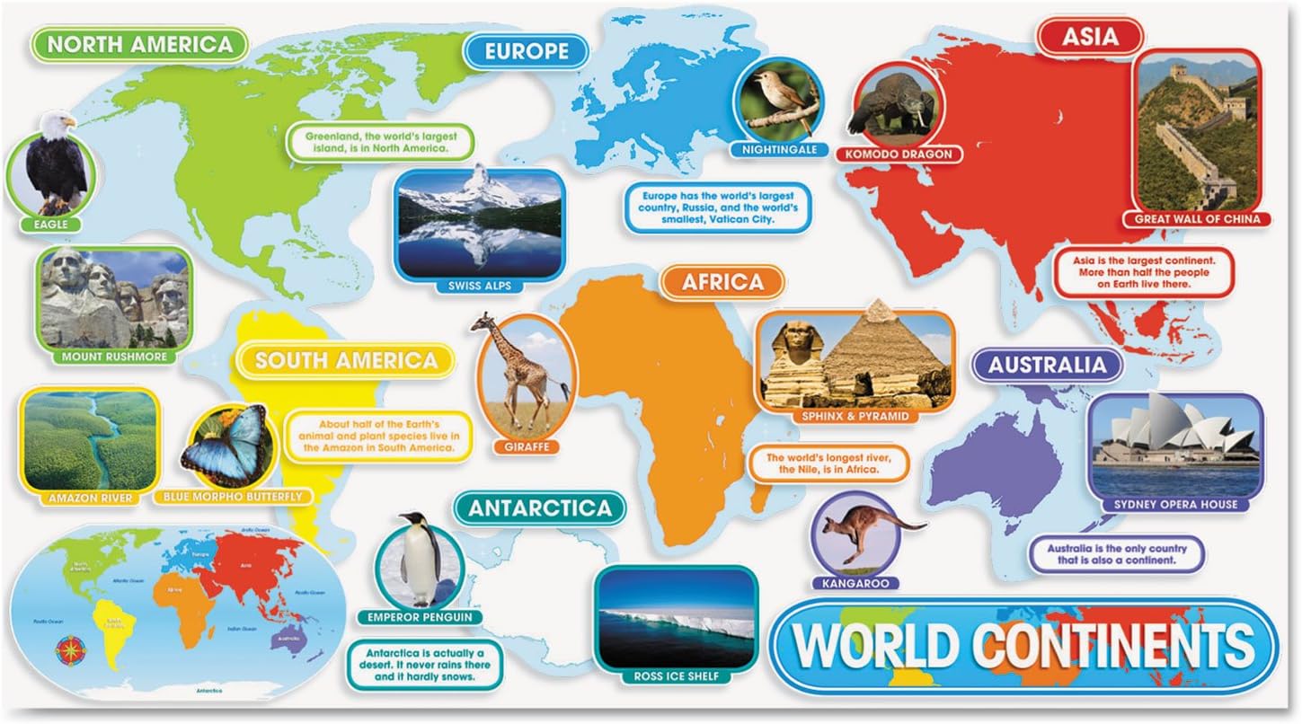 Scholatic 9780545118392 World Continents Design Bulletin Board Set