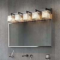 Vista 4 de Moderna lámpara de tocador/pared de baño de cristal negro - 5 luces
