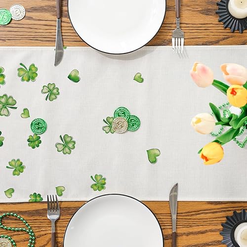 Miniatura 10 de Siilues Camino de mesa del día de San Patricio decoraciones del día de San Patricio trébol decoración de mesa de primavera para fiesta del día de