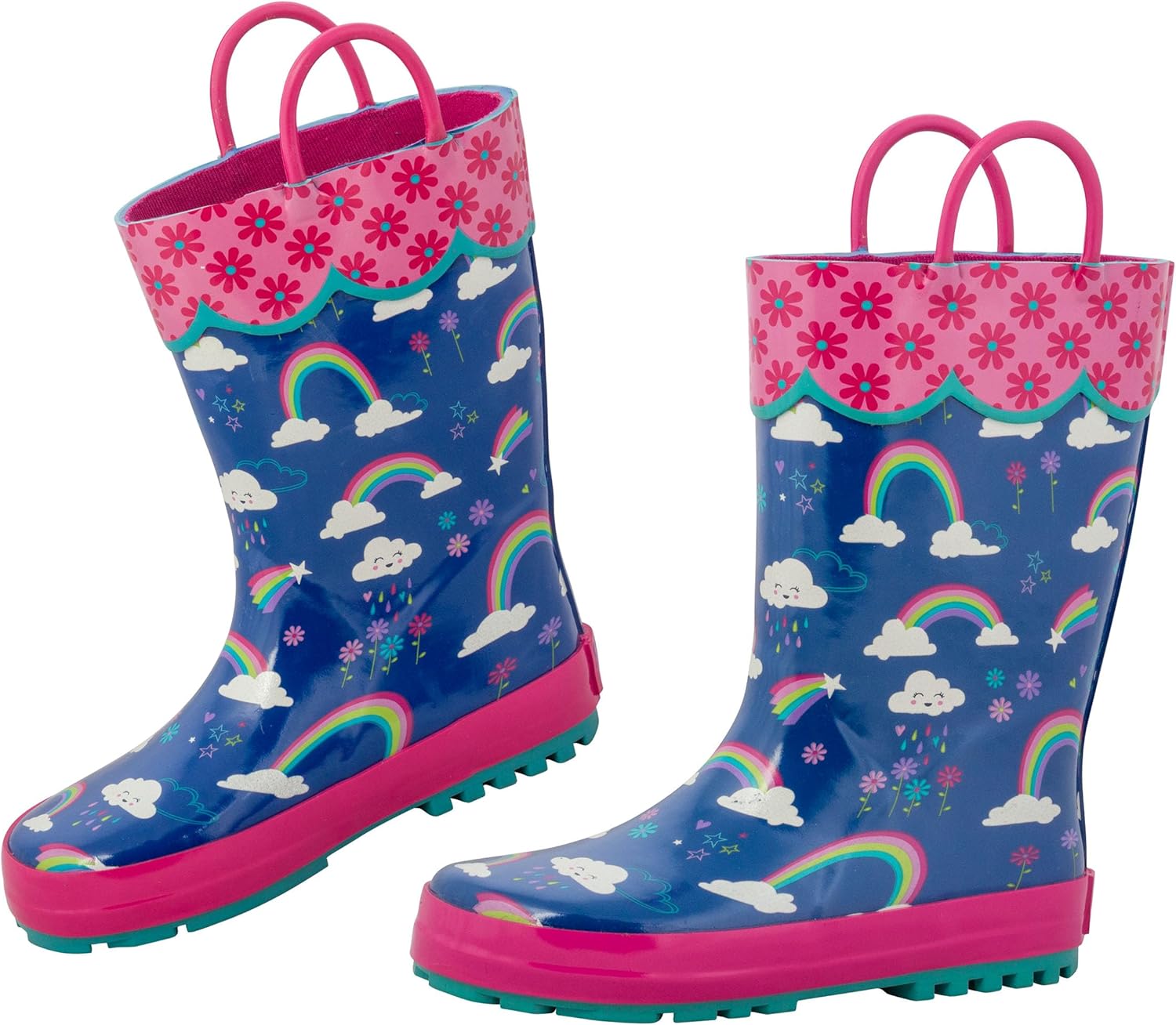 Stephen Joseph Kids' Little Girls Rain Boots, Rainbow, 12