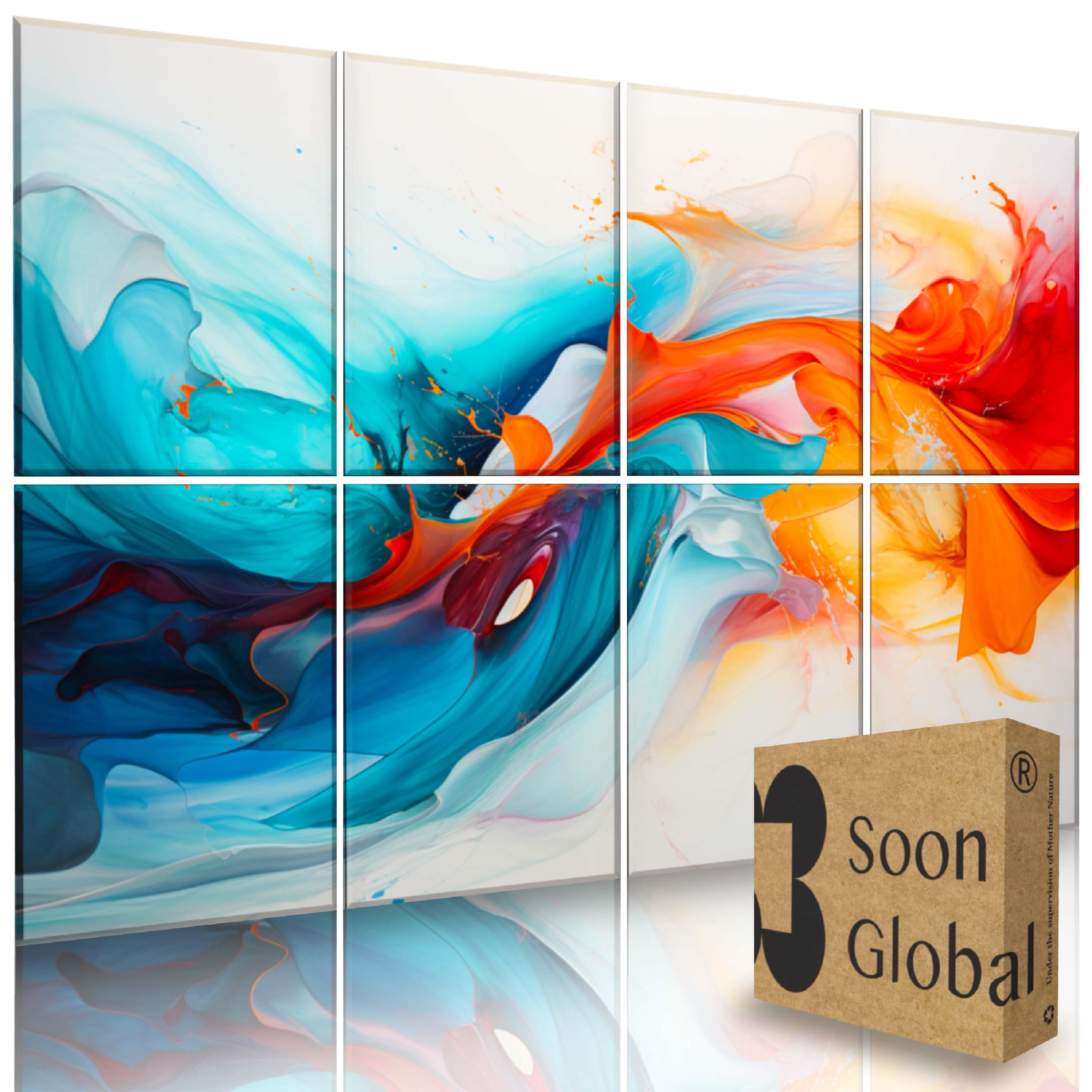 Soon Global 8-Pack Acoustical Wall Panels, Soundproof Wall Panels,48 X 32 Inches Art Acoustic Panels, Decorative Acoustic Panels, Acoustic Wall Panels, Sound Absorbing Wall Art, Whirling Tones