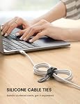 20Pack Silicone Cable Ties Cord Organizer Wrap - Lamicall Reusable Washable Wire Ties Management with Lock Buckle, Elastic Adjustable Charger Cable Strap, Electrical Cord Keeper for Travel, Mom Gift