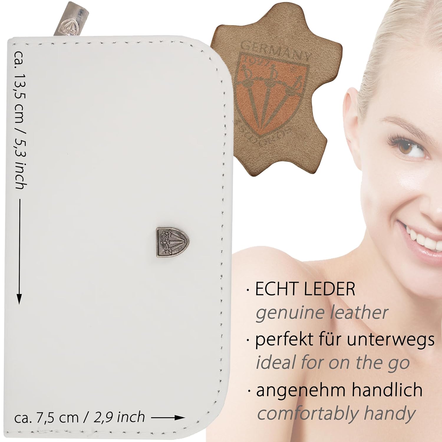 3 Swords Germany - brand quality 6 piece manicure pedicure grooming kit set for professional finger & toe nail care scissors clipper genuine leather case in gift box, Made in Solingen Germany (02266)