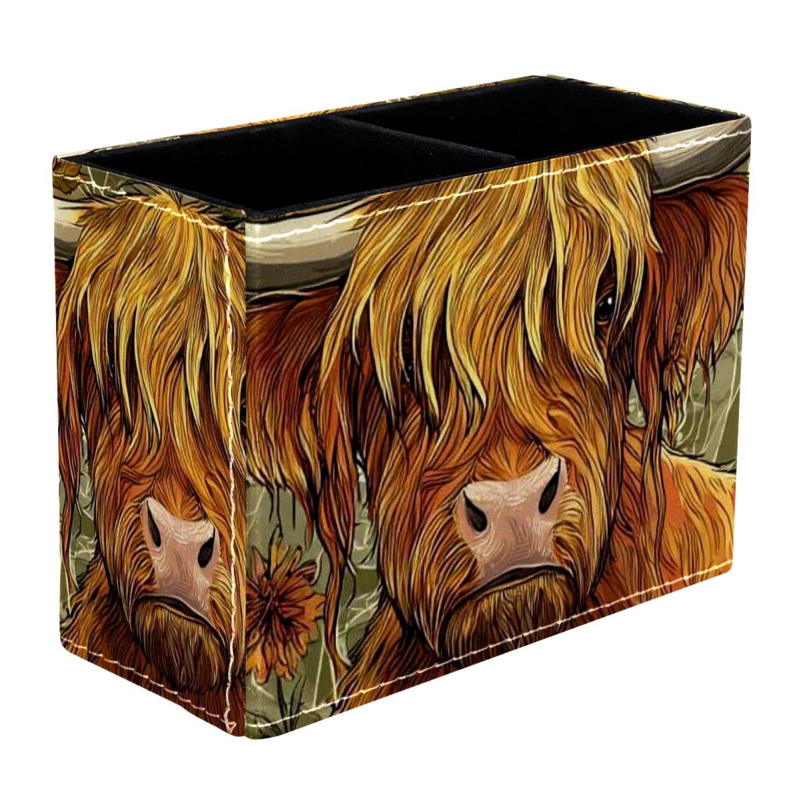 sanfly fish Watercolor Sunflower Yak Desktop Storage Box Pencil Holder, Stationeries and Desk Supplies Organizer for Home, Office & School
