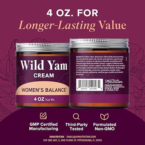 Miniatura 6 de Crema de ñame silvestre para el equilibrio hormonal  3450 mg de ñame silvestre para la menopausia herbaria y apoyo del síndrome premenstrual