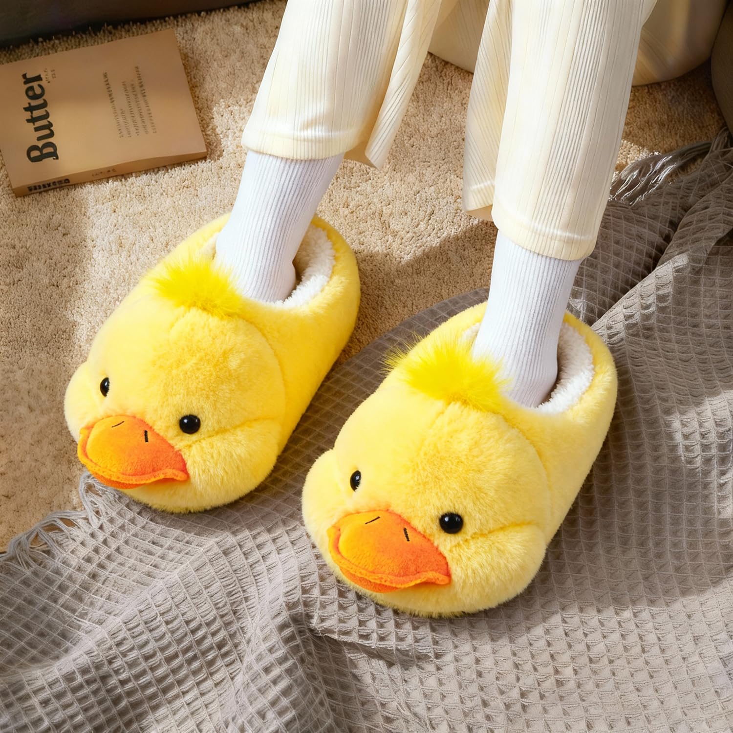 Lindas pantuflas de animales de granja para mujer – Zapatos de casa de felpa mullida para invierno, cachorros, perros salchicha, cerdo, vaca, zapatos de casa con forro cálido, suela antideslizante