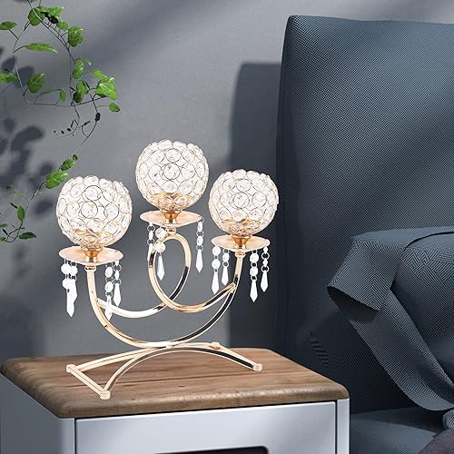 Miniatura 4 de Portavelas de cristal de 3 brazos para centros de mesa, soporte de vela plateado, palillo decorativo para Navidad, boda, fiesta, decoración de mesas