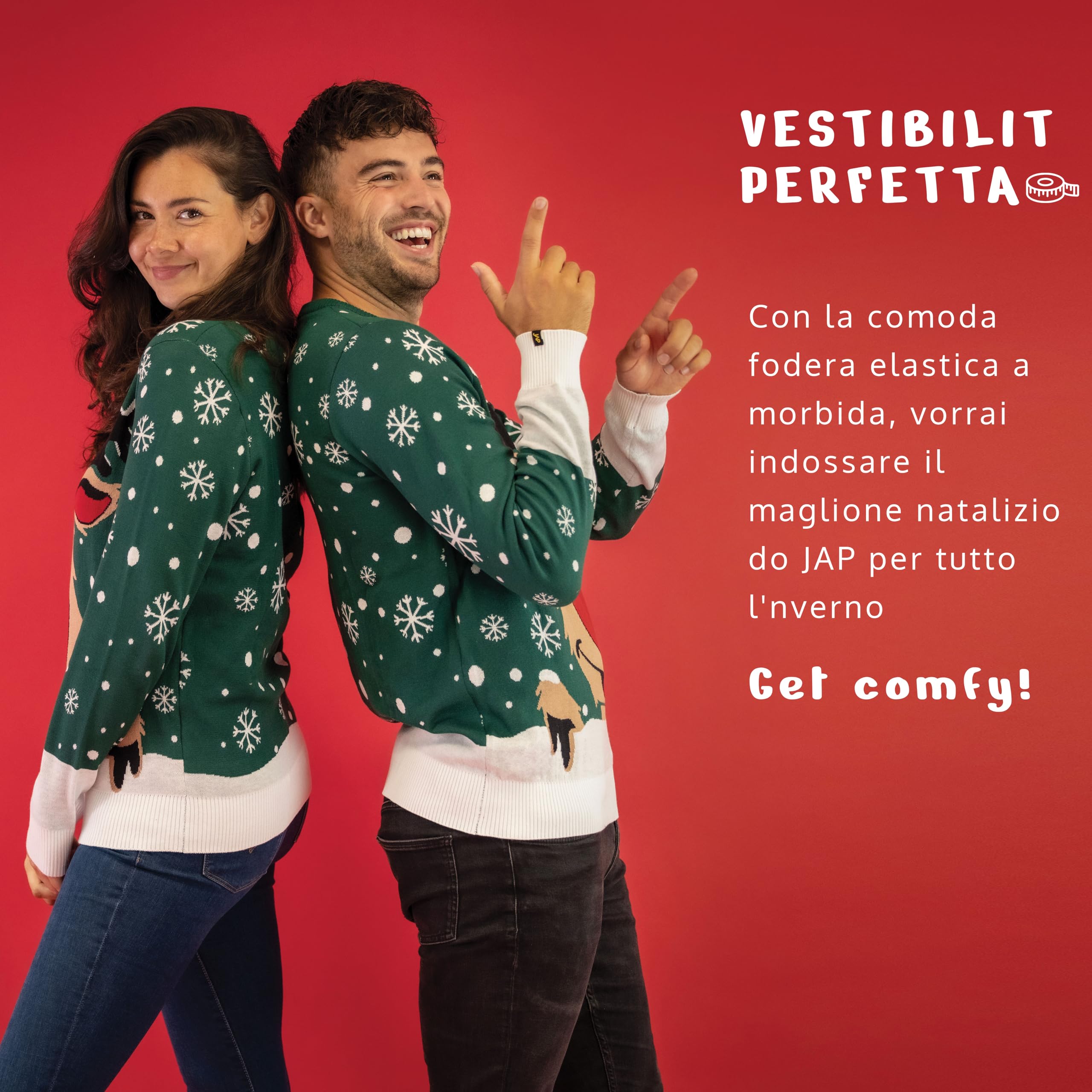 JAP Christmas - Maglione Natalizio Donna Uomo - Maglioni Natale - Maglioni Natalizi Famiglia - Rudolph Bambini