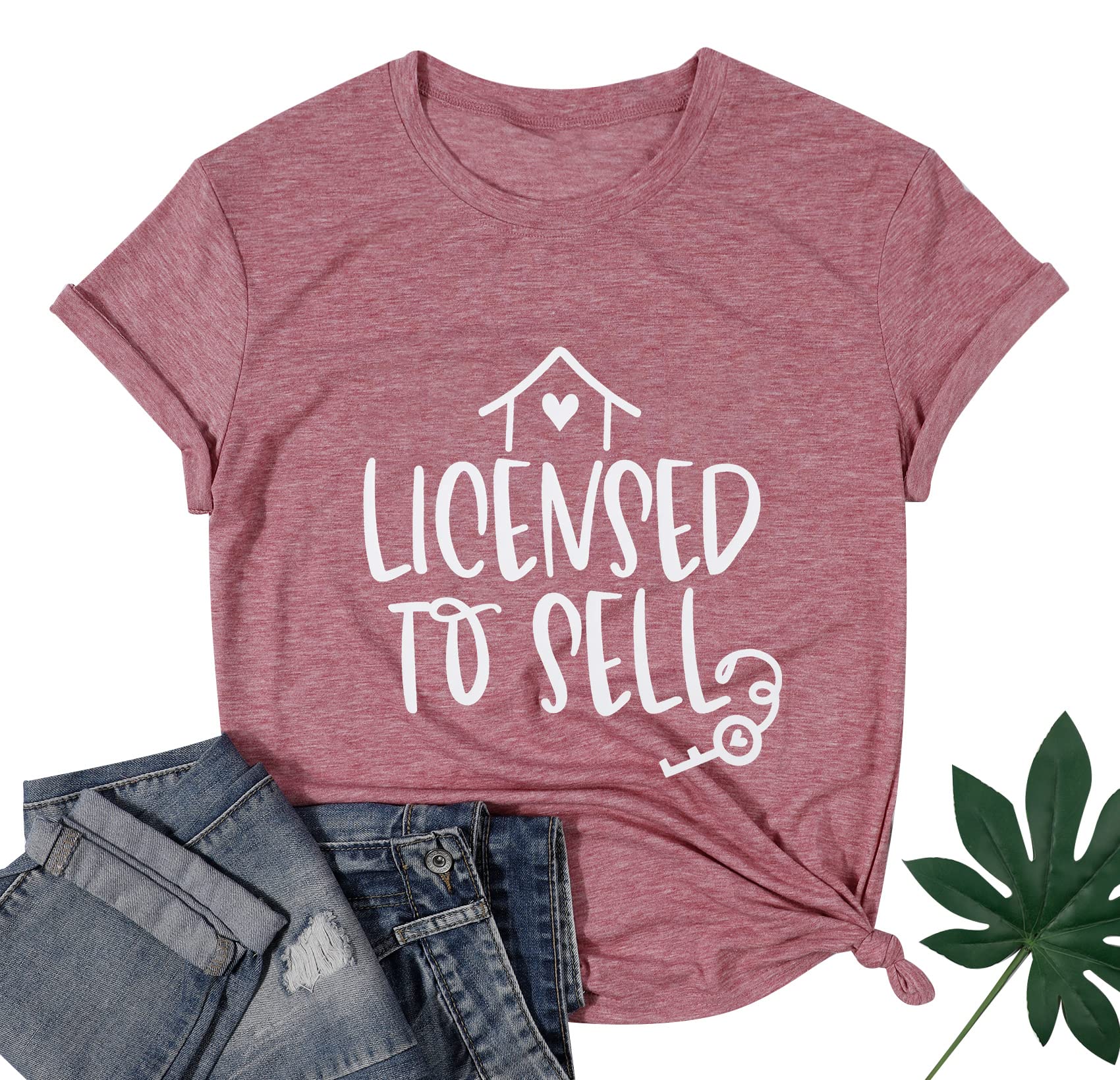 MNLYBABYReal Estate Shirt for Women Licensed to Sell T Shirt Funny Realtor Tees Cute Graphic Short Sleeve Tops