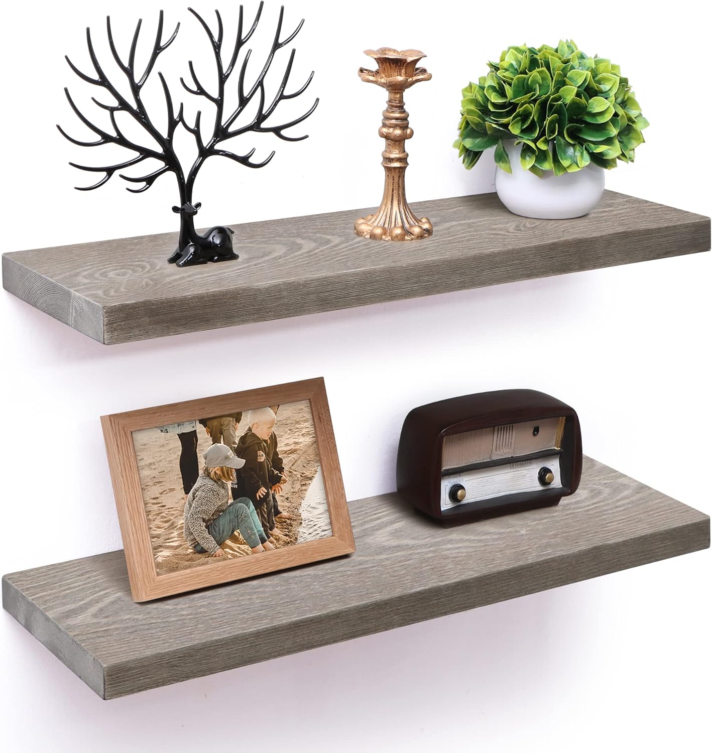 Axeman Floating Shelves, 8 Inch Deep Wall Shelves Set of 2