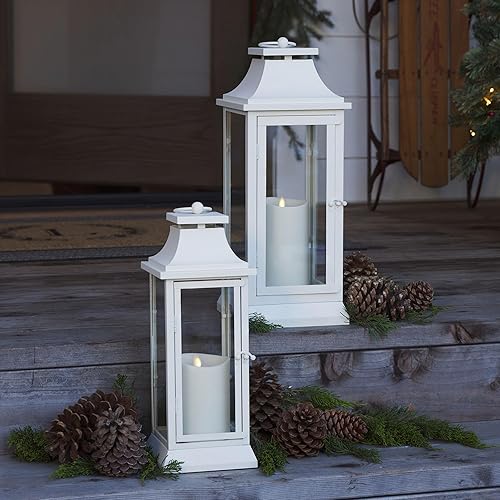 Miniatura 5 de Luminara Linterna Heritage marfil de 19 pulgadas con vela sin llama para exteriores (3.75 x 7 pulgadas) y control remoto