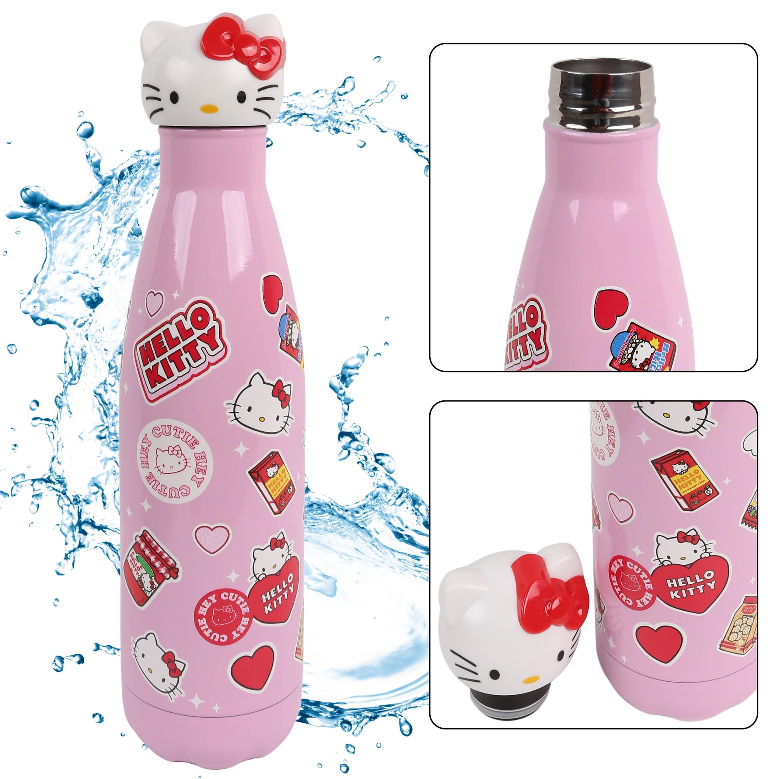 Hello Kitty botella de acero, botella, termo, rosa 500ml