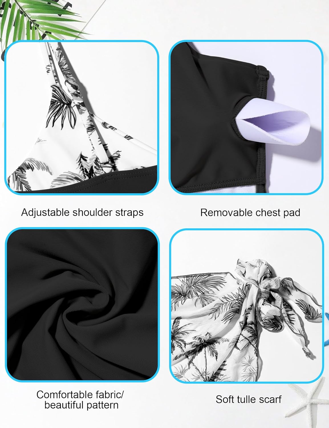 Girls'Swimwear One Piece Kids Swimsuits for Girls Tropical Twist Cross Bathing Suits with Cover Up Skirt - Image 6