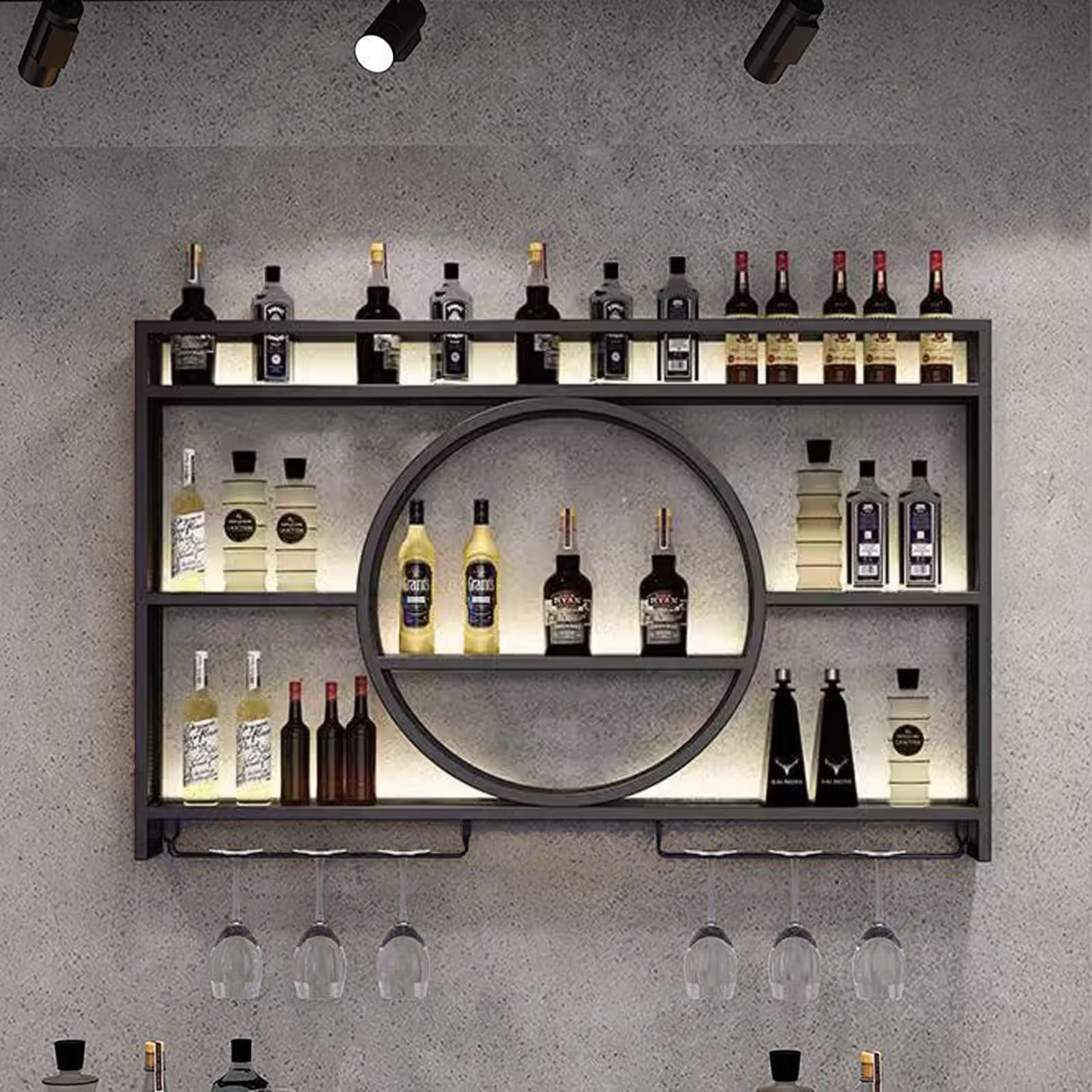 Présentoir à vin mural en métal moderne au design haut de gamme