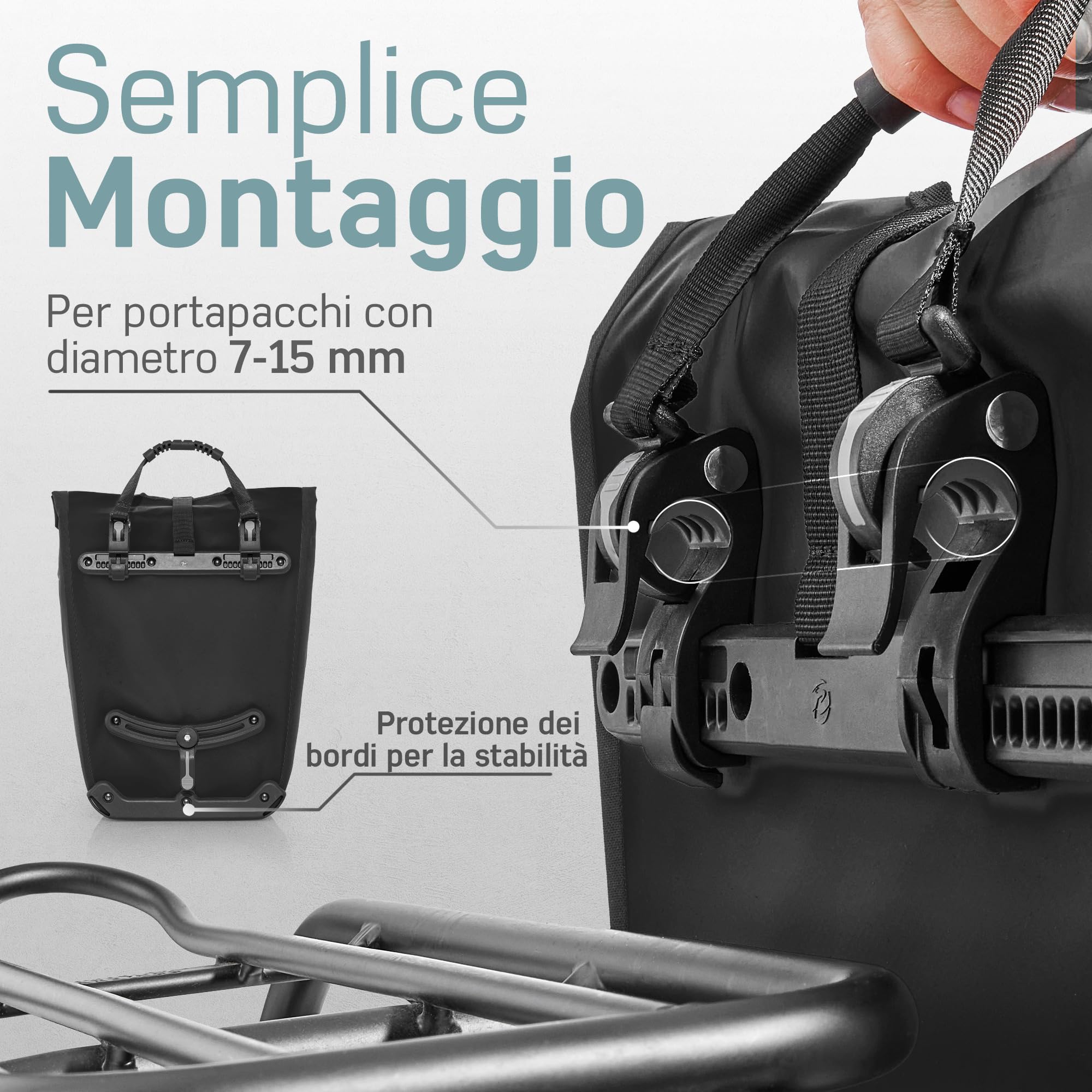 Borgen portapacchi bicicletta con tasca refrigerante rimovibile – Utilizzabile come portapacchi, borsa per bicicletta, borsa da trasporto 23 litri
