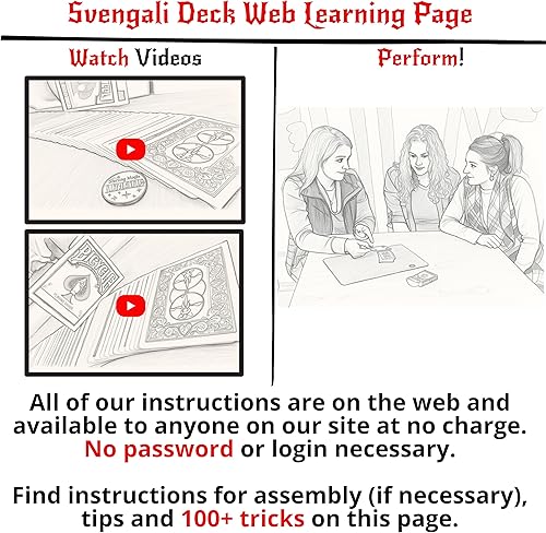 Miniatura 8 de Ted's Sterling Magic Kit de trucos de bicicletas estándar Svengali, paquete de 2 cubiertas con diferentes cartas de fuerza (rojo)