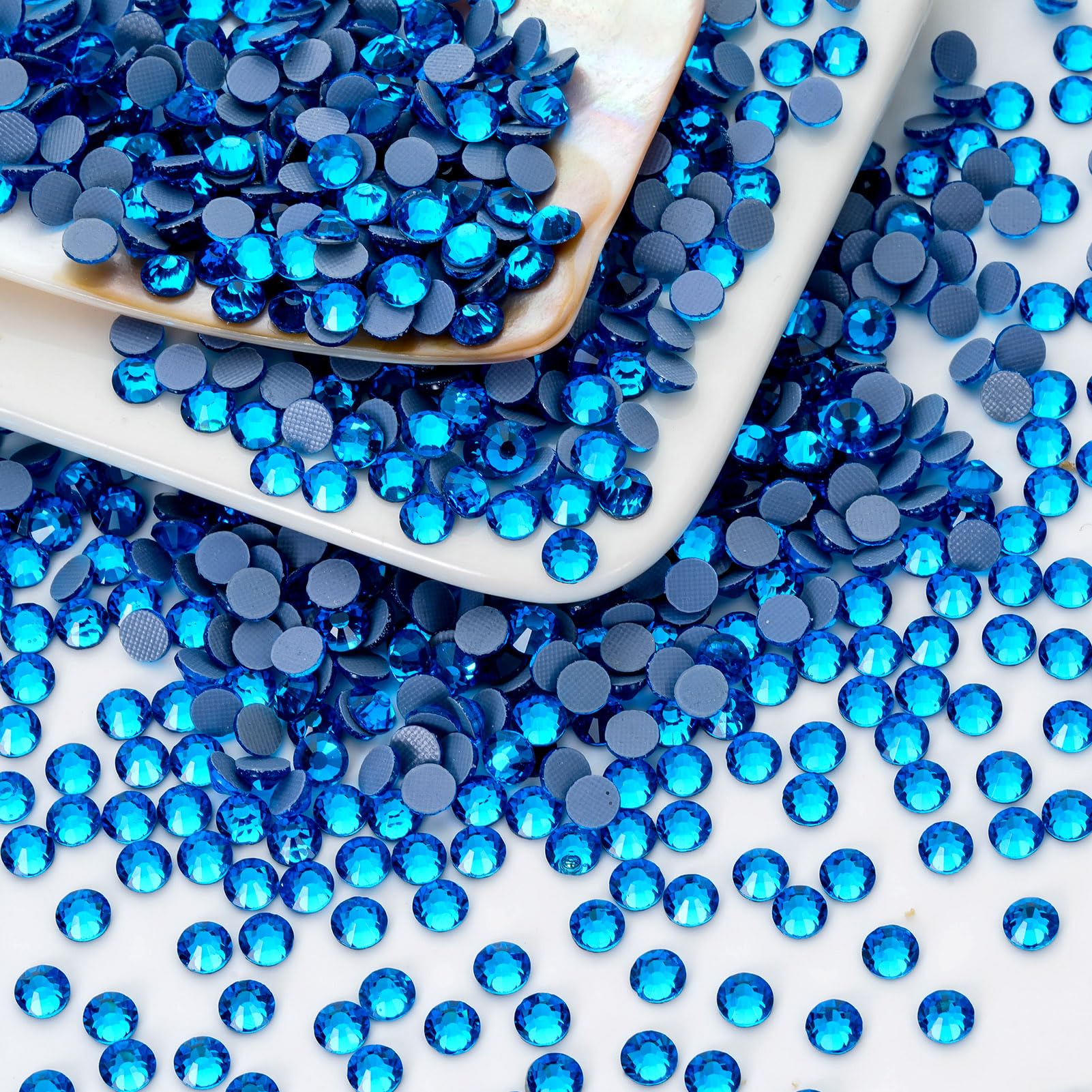 2000 strass blu Capri Hotfix, in vetro, strass termoadesivi per artigianato, vestiti, decorazioni fai da te, SS30, 6,4-6,6 mm