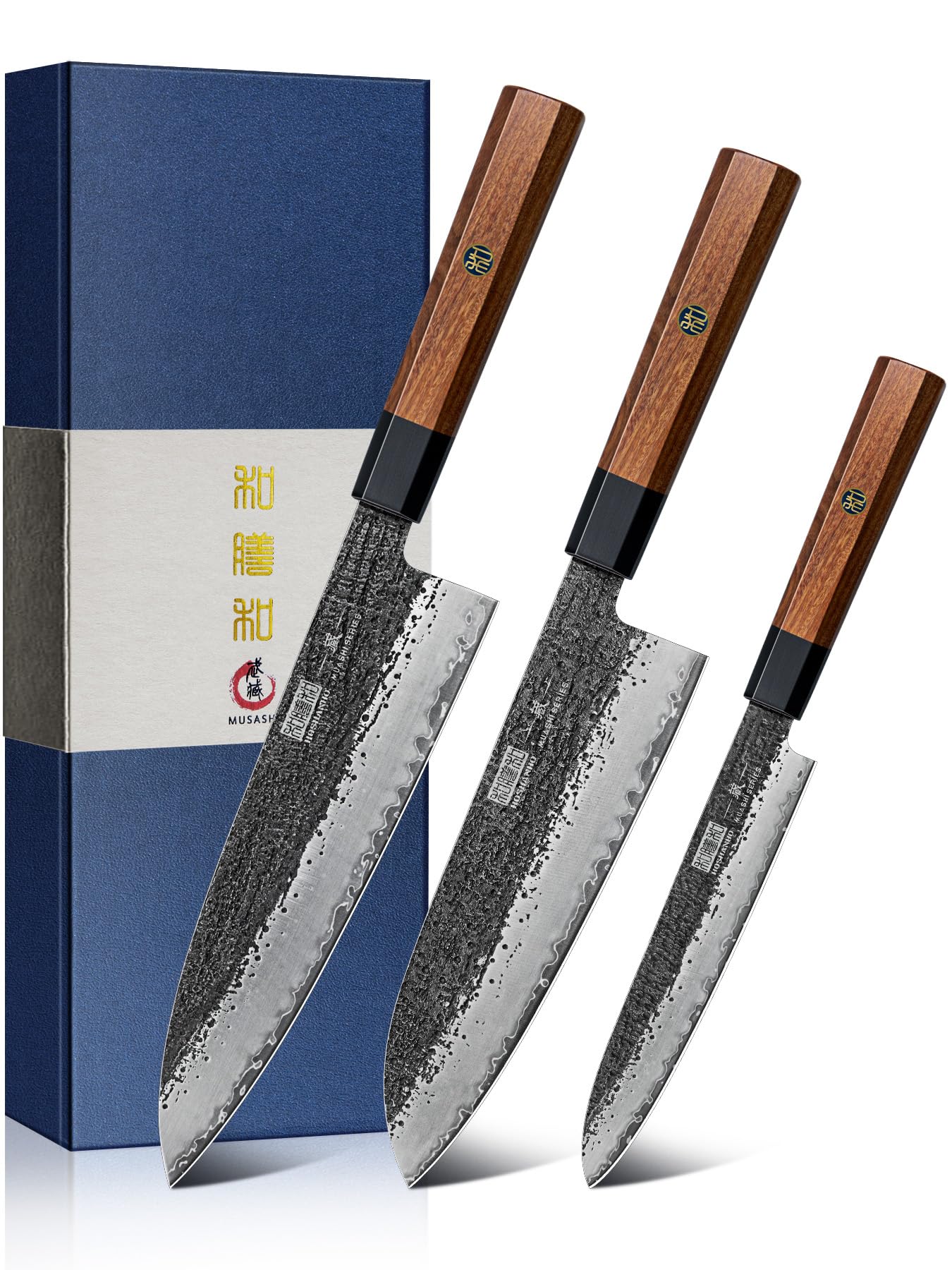 HOSHANHO 3 Pieces Knife Set Professional Japanese High Carbon Steel Kitchen Knife Set Ultra Sharp Chef Knives Sets