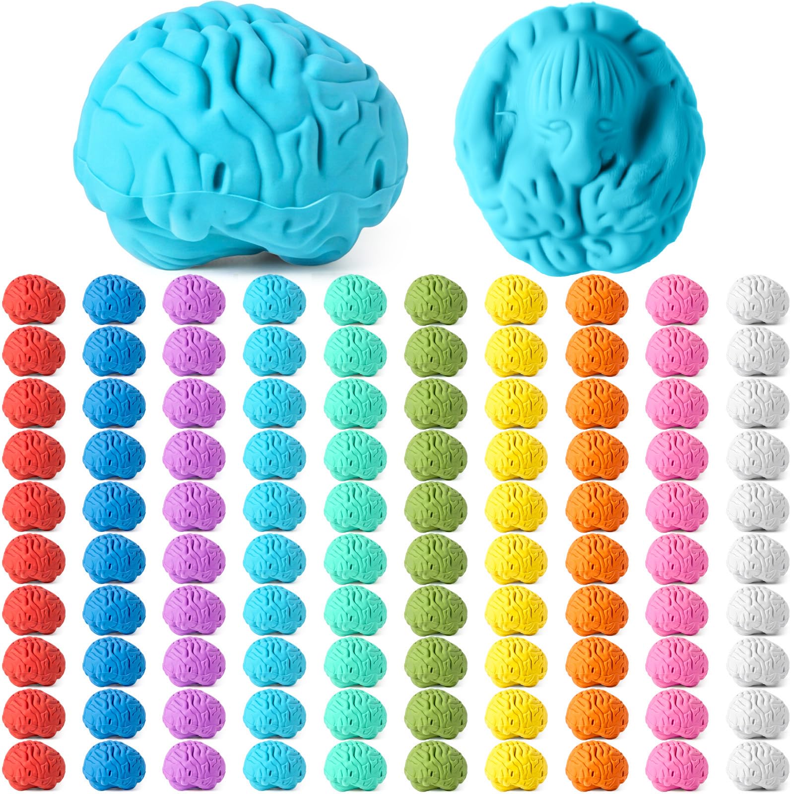 Gilprop Brain Shaped Erasers Bulk 1 Inch Mini Back to School Erasers First Day of School Party Favors Fun Classroom Supplies Cute Novelty Gifts for Students Teacher Must Haves(100 Pcs,Classic Colors)