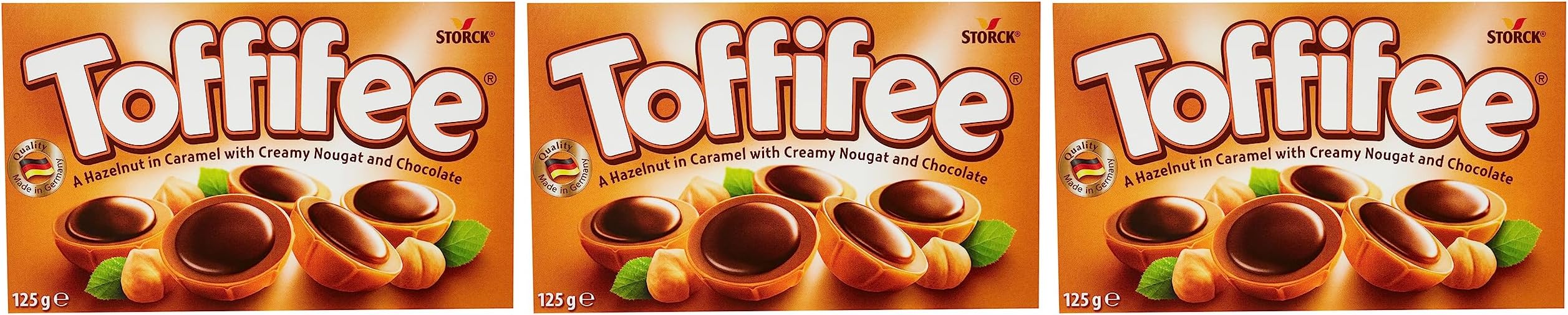 Toffifee Hazelnut Creamy Nougat And Chocolate Candies 125g, Pack of 3