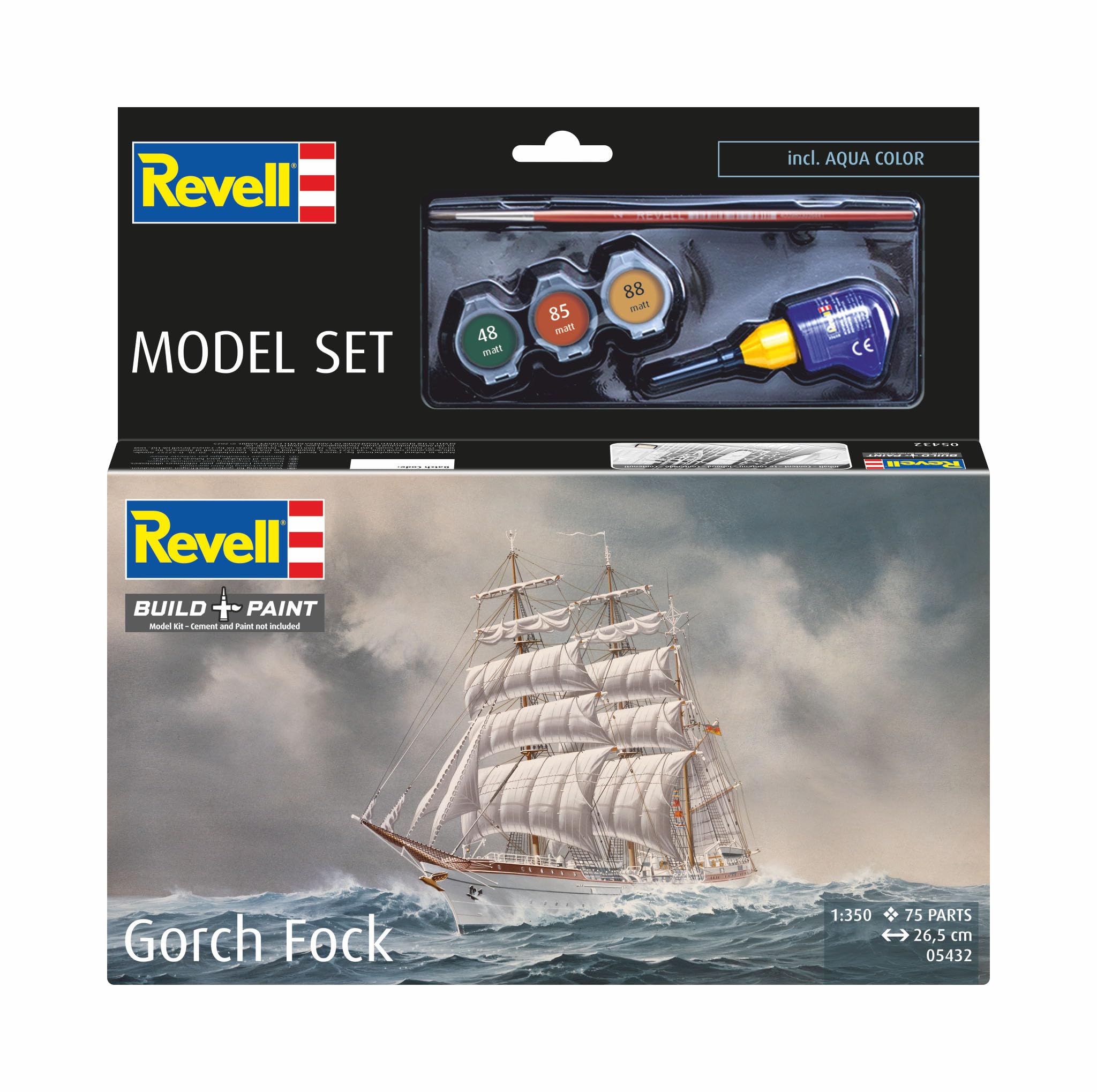 Revell 65432 1:350 Gorch Fock, non peint, Sans peinture