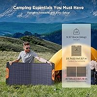 Vista 2 de Panel solar portátil de 110 vatios para Jackery Explorer 300/500/Ecoflow/Anker Solix/Bluetti, cargador solar monocristalino plegable IP67