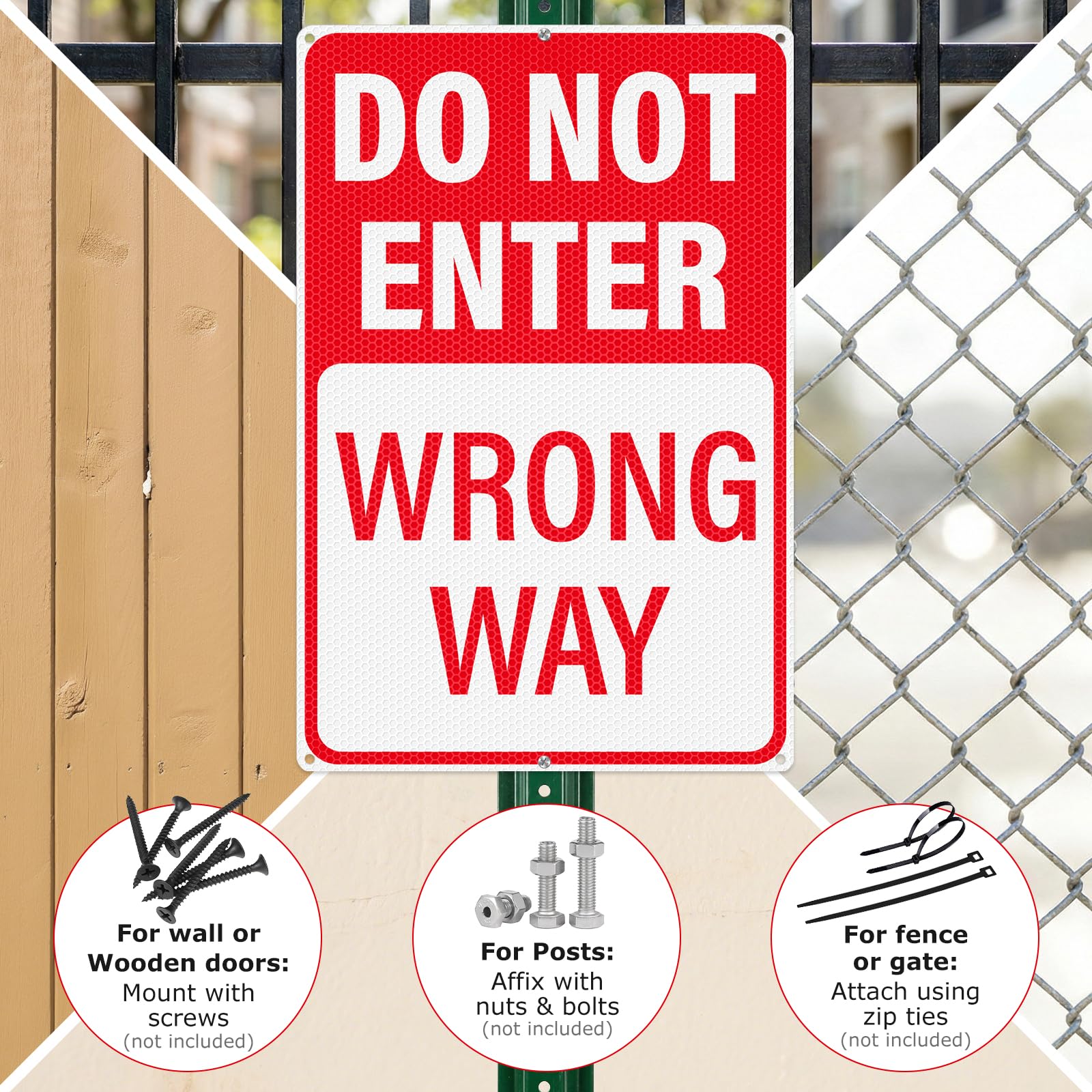 2 Pack Do Not Enter Wrong Way Signs 18" x 12" Aluminum Traffic Sign — Amazon image 5