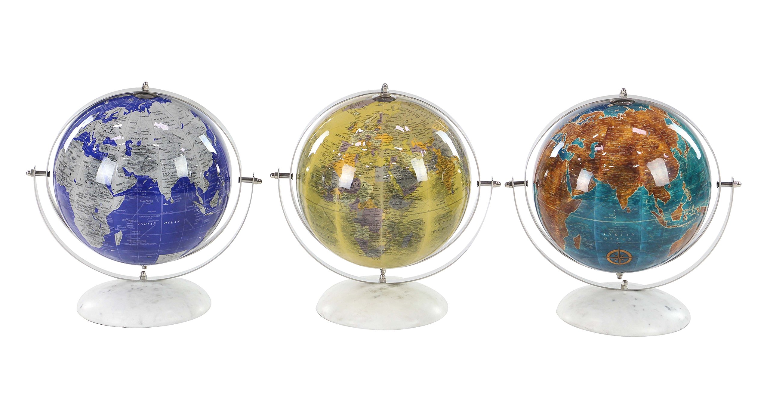 Globe bleu et argent Deco 79 43544 pour décorer un salon