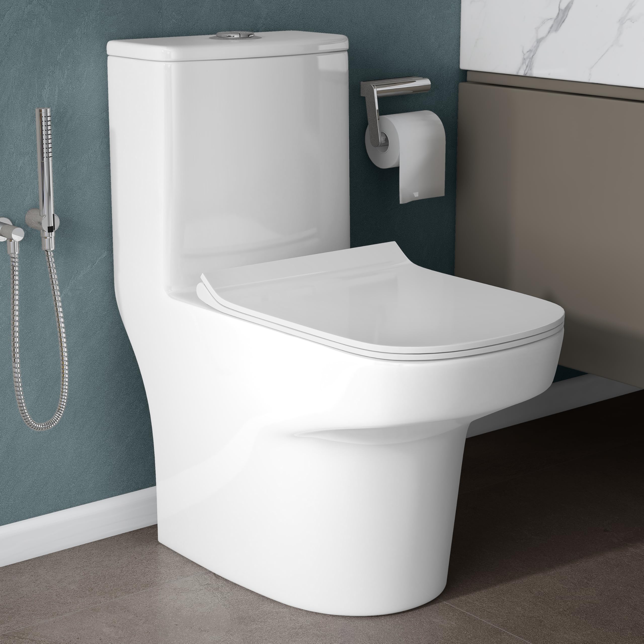 Plantex Ceramic Commode for Toilet/One Piece Western Toilet with 6D Siphonic Flush/Commode with Soft Closing Toilet Seat - S Trap - (ASTA, White)