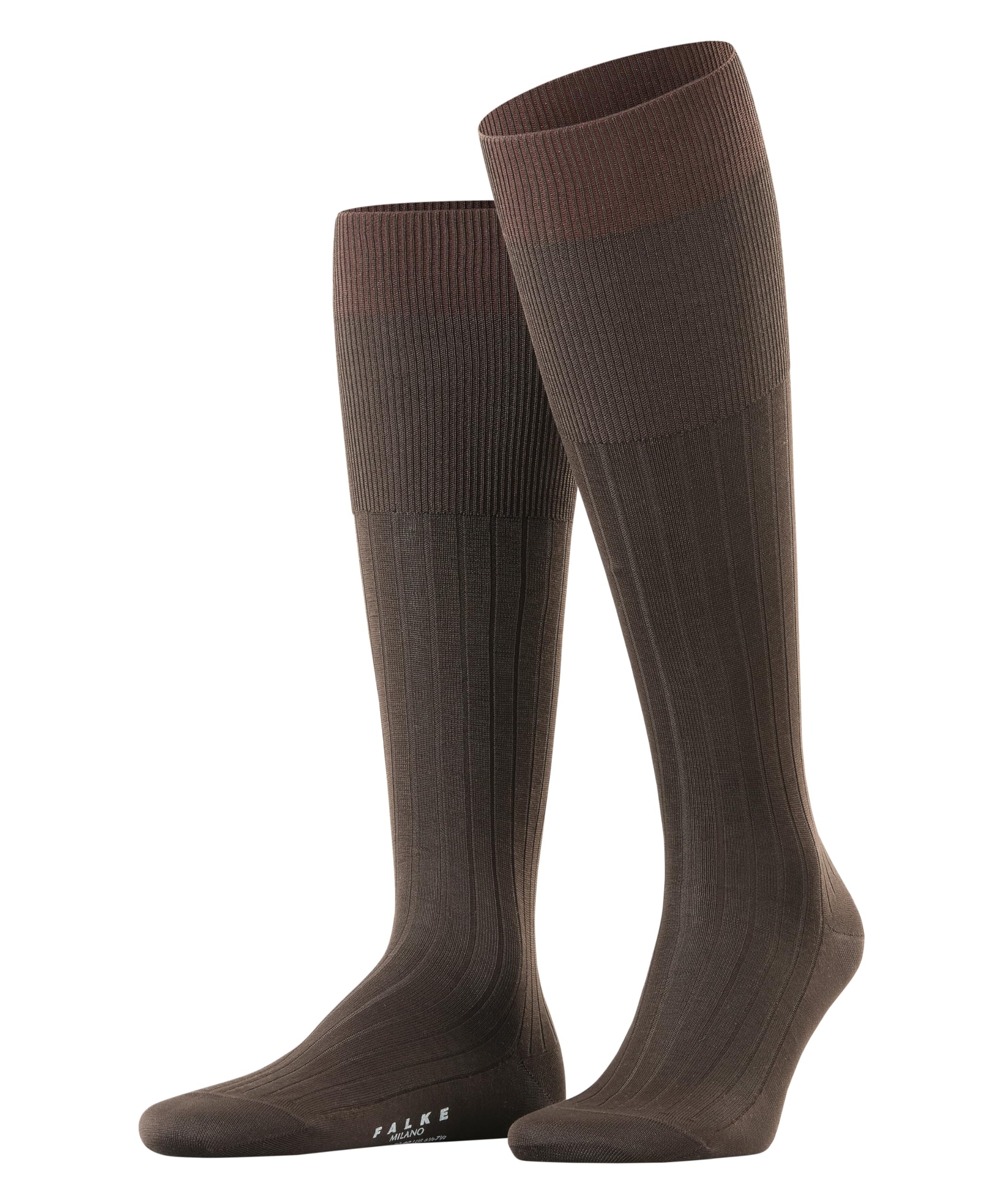FALKE Men's Milano M Kh Cotton Long Plain 1 Pair Knee-High Socks, Brown 5930, 8.5-9.5