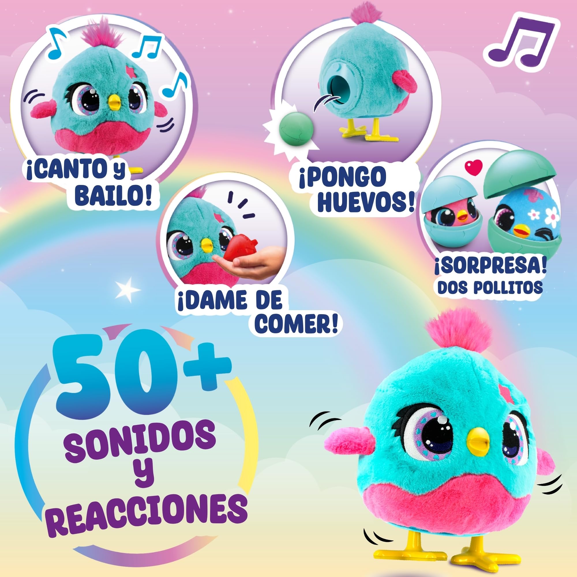 Chick-a-Boo, Peluche Interactivo Que Pone Huevos, Baila y Canta, Juguete para niños a Partir de 3 años, diversión y Cuidado Real