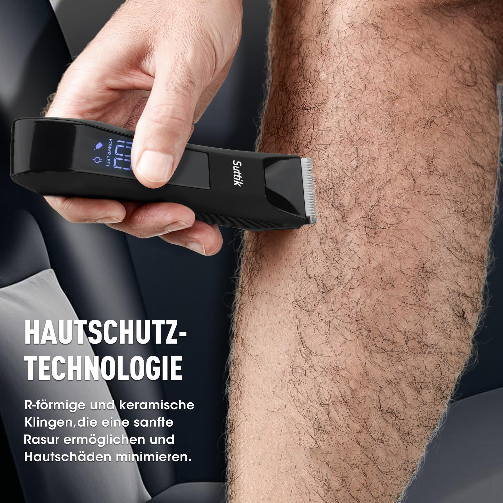 Suttik 3 IN 1 Intimrasierer Trimmer für Männer Körper & Kugelhaartrimmer Nasenhaartrimmer Nass-/Trocken Elektrischer Rasierer IPX7 Wasserdichtes Herren-Pflegeset mit Reiseetui