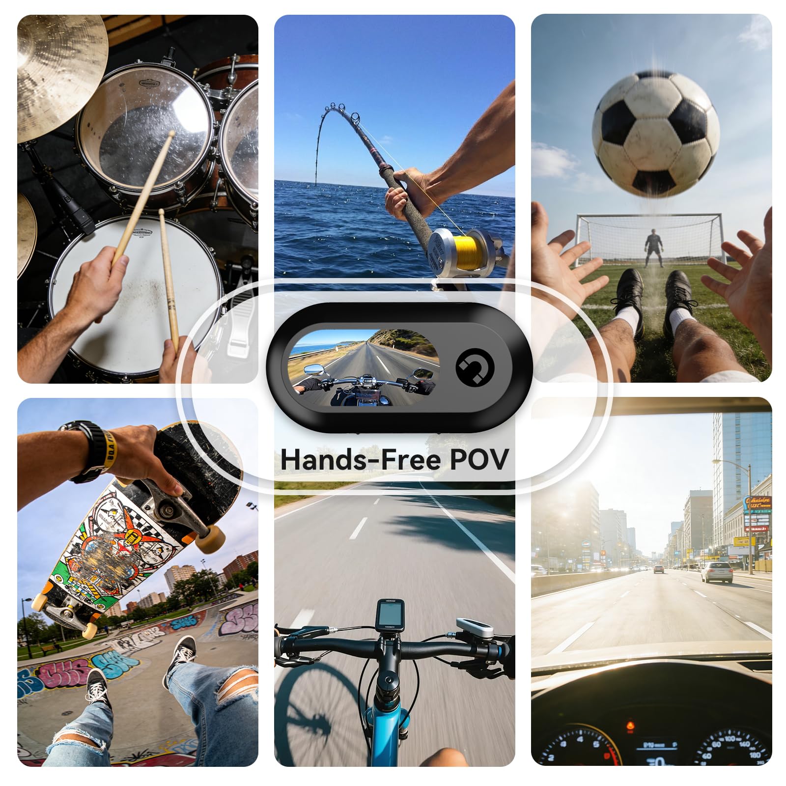Xilecam Camera Portable Miniature Mini Caméra Sport Carte Mémoire Incluse Camera Moto Caméra POV Magnétique Léger Multifonction Accessoires Mini Body Cam（Noir Brillant）