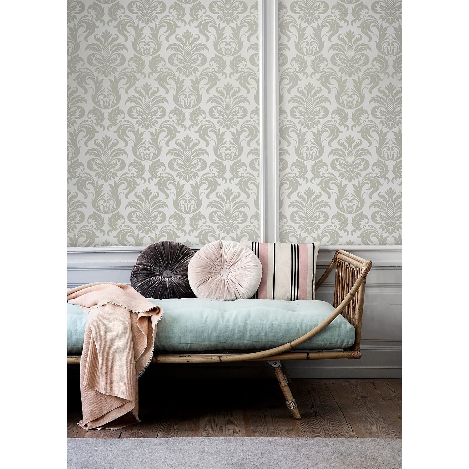 Papier peint en tissu intissé de prestige Coloray au motif damassé floral
