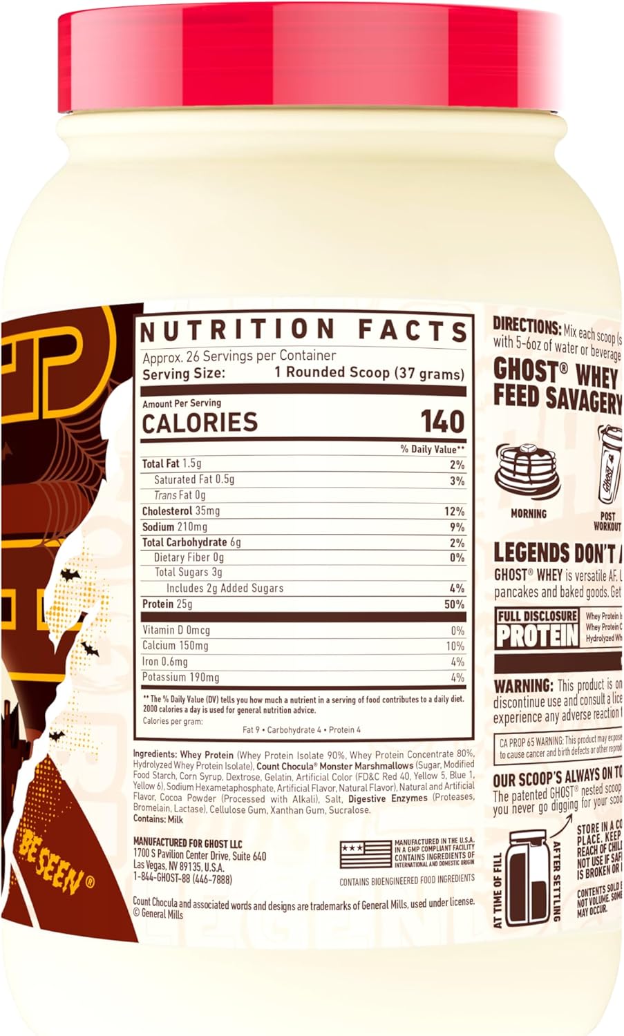 GHOST Whey Protein Powder, Count Chocula - 2.12LB, 25G of Protein - Whey Protein Blend - Post Workout Fitness & Nutrition Shakes, Smoothies, Baking & Cooking - Soy & Gluten-Free - Image 2