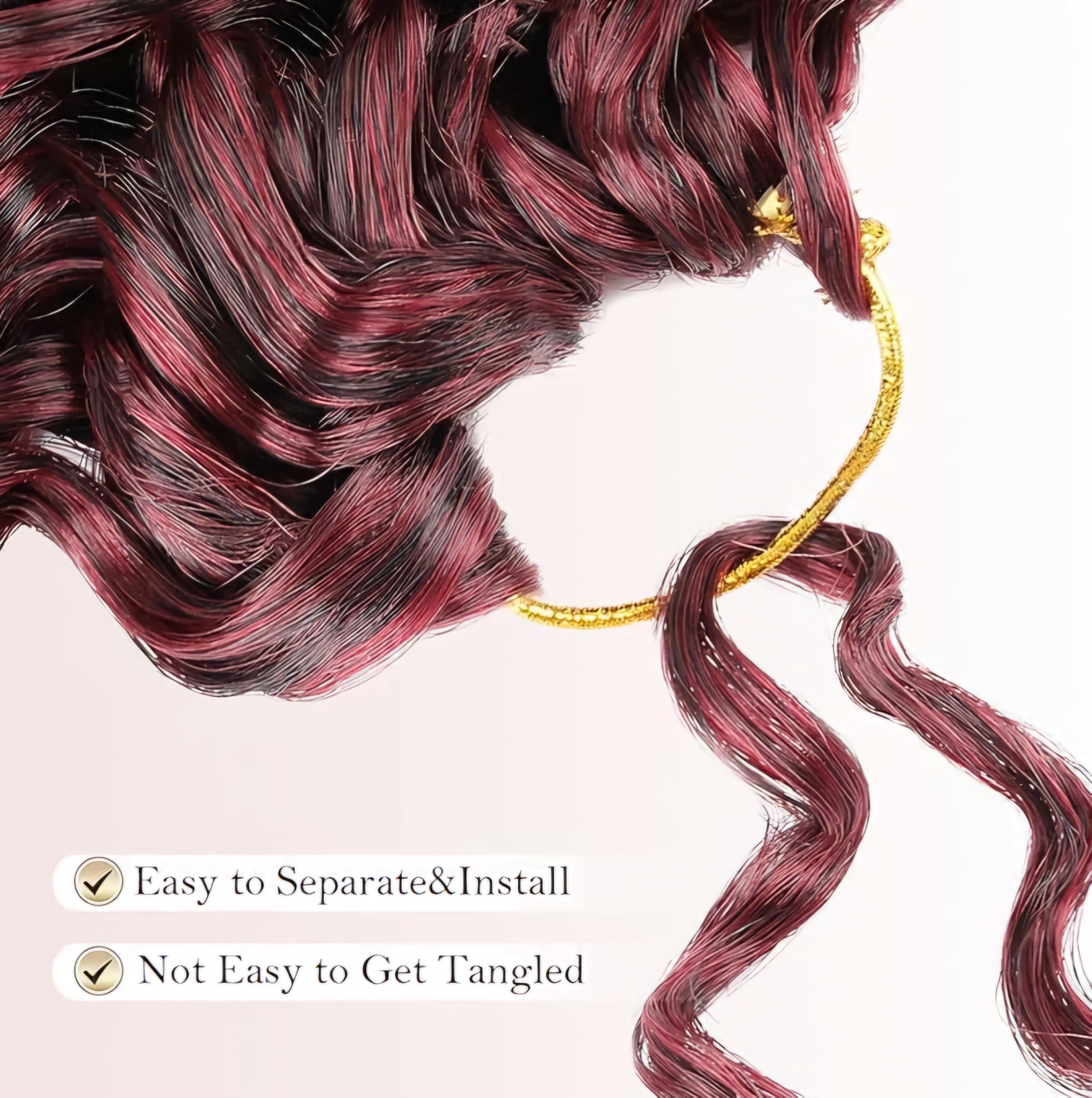 Gogo Curl Hair - Crochet Braid - Extensions de cheveux pour tresses au crochet a l' aspect naturel Kanekalon - 120 mèches 450g + 3 accessoires offerts (T-BUG, 18"45cm)